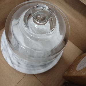 NWOT Marble Charcuterie Tray with Glass Cover